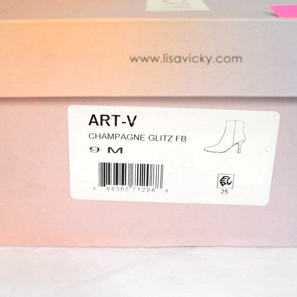 Lisa Vicky Women's Art Pointed Toe Bootie Size 9 NIB Champagne Glitz - Picture 6 of 6